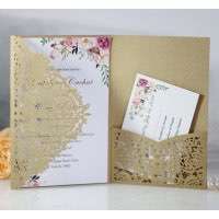Vellum Paper Marriage Invitation Card With Envelope Laser Cut Greeting Card Wholesale